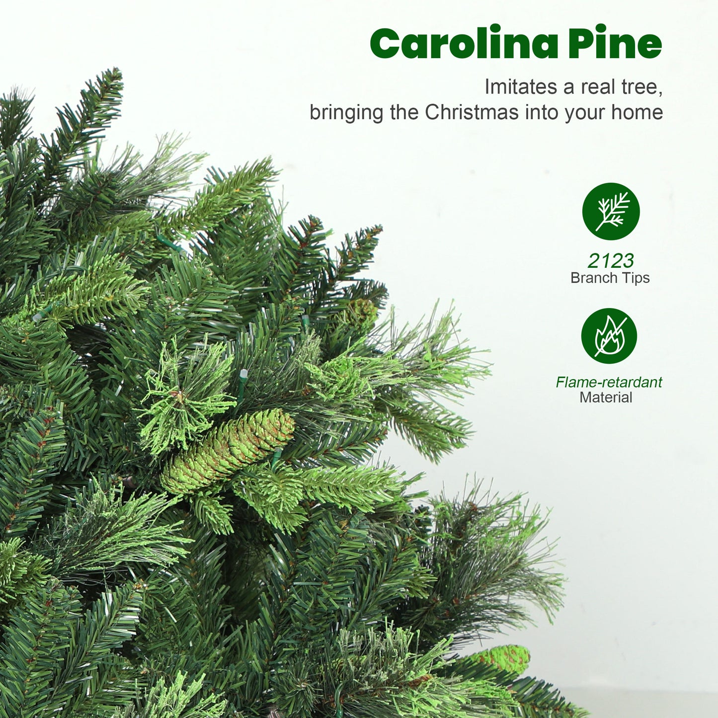 7.5ft Christmas Tree with Colourful DIY LEDs, Remote, Carolina Pine