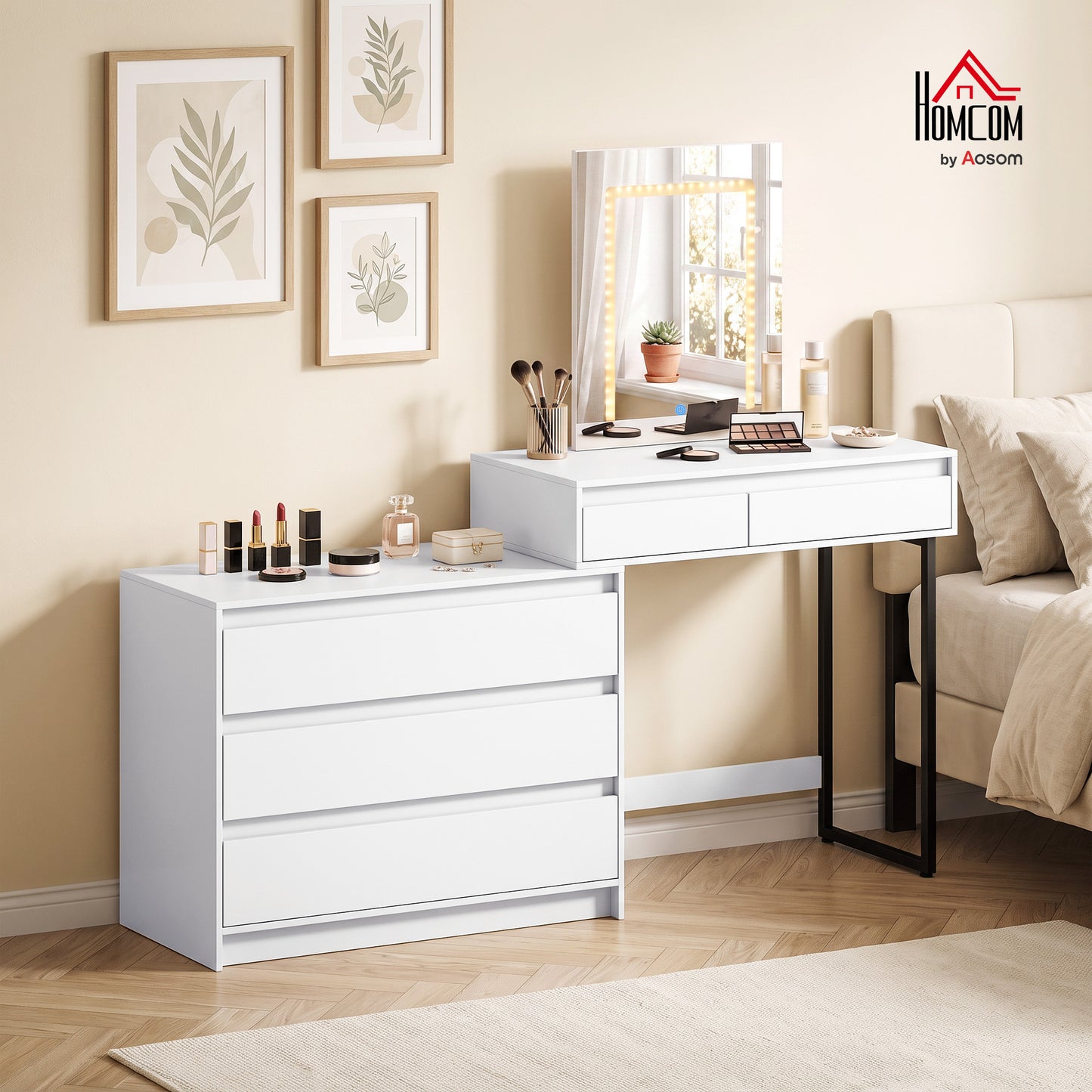 Vanity Makeup Desk LED Mirror Bedroom White