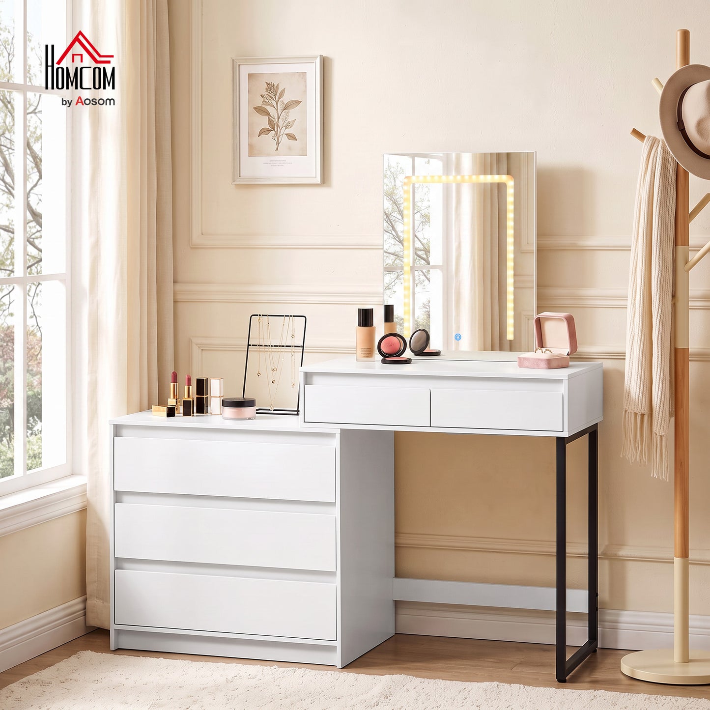 Vanity Makeup Desk LED Mirror Bedroom White
