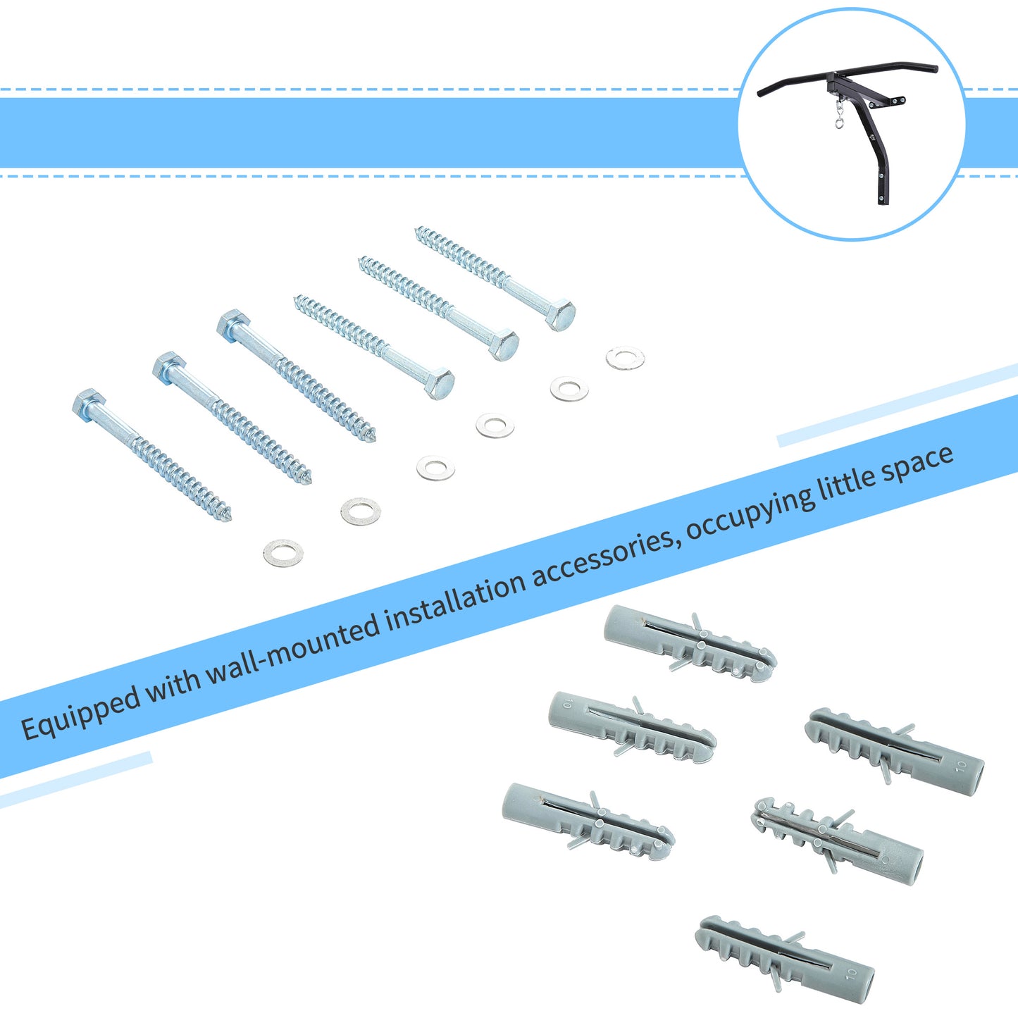 Heavy Punch Bag Hanger Wall Mount Chain Swivel Bracket Bar Steel, Black