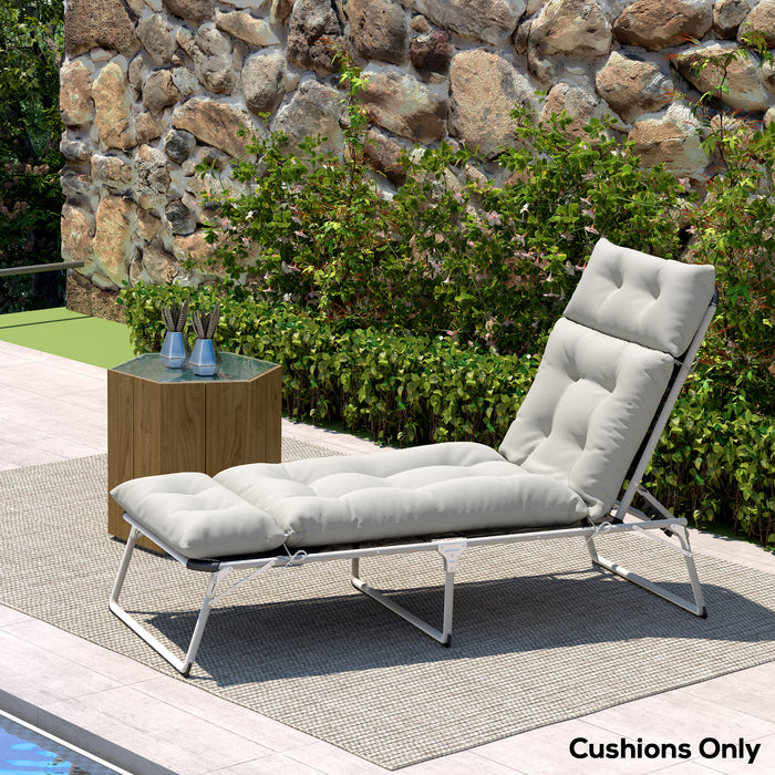 Sun Lounger Cushion Only, Garden Lounge Chair Cushion, Light Grey