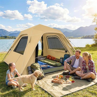 Pop Up Tent Waterproof Camping Tents 2-3 People Khaki