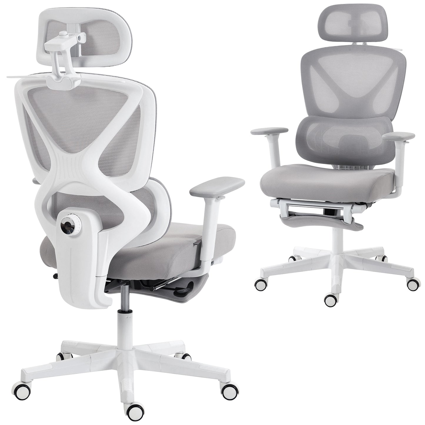 Executive Office Chair, Recliner Computer Chair with Footrest, Grey