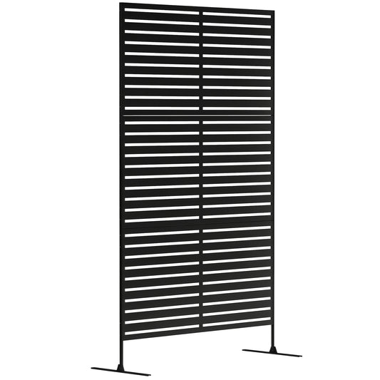 Outdoor Privacy Screen, Freestanding Outdoor Divider, Striped Black