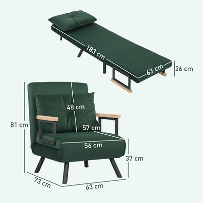 Click Clack Single Chair Bed Settee for Living Room, Green