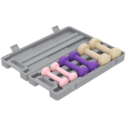 6kg Dumbbell Set, Weights Fitness Dumbbells, Pink, Purple, Brown