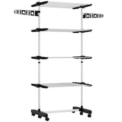 4-Tier Large Clothes Airer Stainless Steel Clothes Drying Rack Black