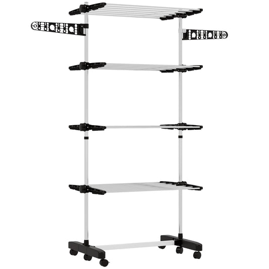4-Tier Large Clothes Airer Stainless Steel Clothes Drying Rack Black