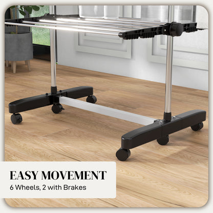 4-Tier Large Clothes Airer Stainless Steel Clothes Drying Rack Black