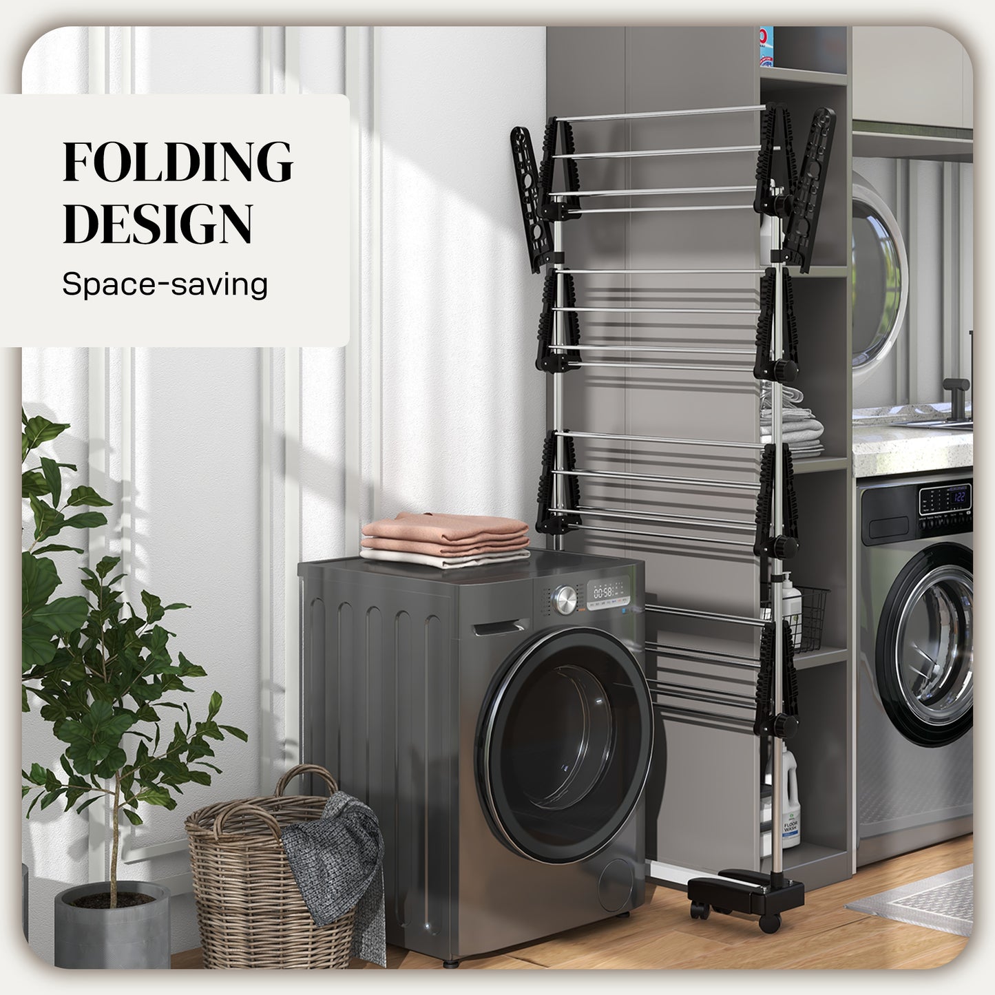 4-Tier Large Clothes Airer Stainless Steel Clothes Drying Rack Black