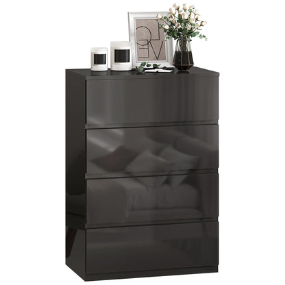 Bedroom Chest of Drawers, 4 Drawers Dresser, Drawer Unit, Black