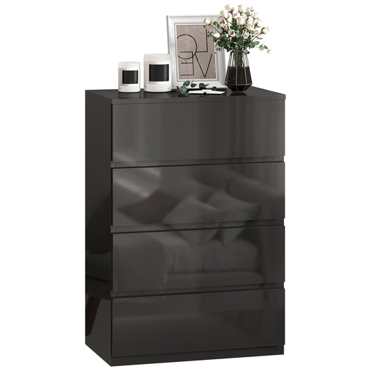 Bedroom Chest of Drawers, 4 Drawers Dresser, Drawer Unit, Black