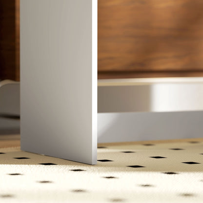 Compact Computer Table with Keyboard Tray and Drawer, White