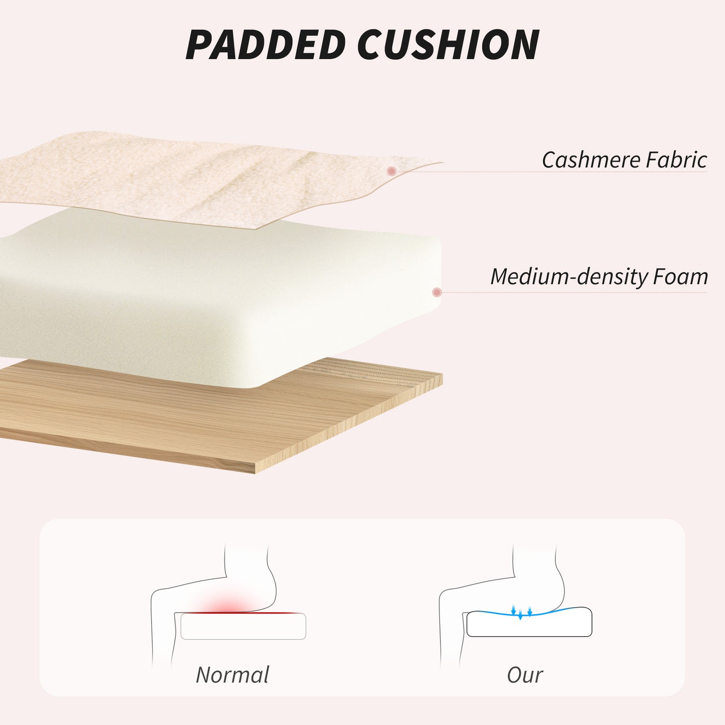 Upholstered Desk Chair with Height Adjustable, Cream White