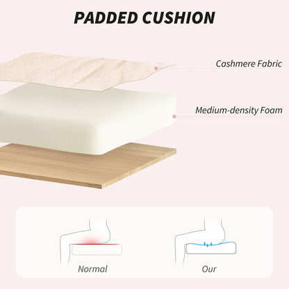 Upholstered Desk Chair with Height Adjustable, Cream White