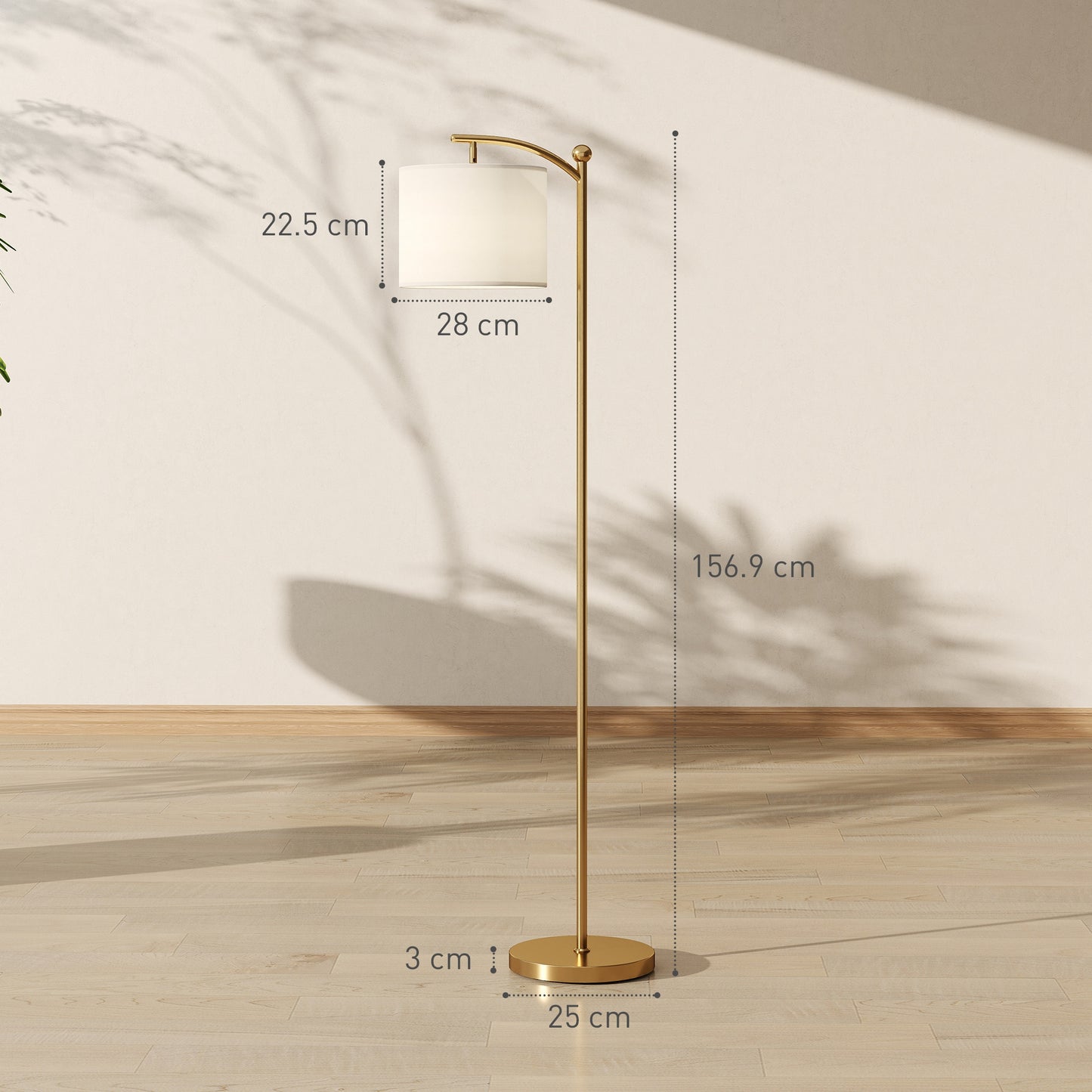 LED Floor Lamp, Stepless Dimmable Reading Standing Lamp with Magnetic Remote Control and 11 Colours Temperature & 11 Brightness Levels, 60 Min Timer for Living Room, Bedroom, Office, Gold Tone