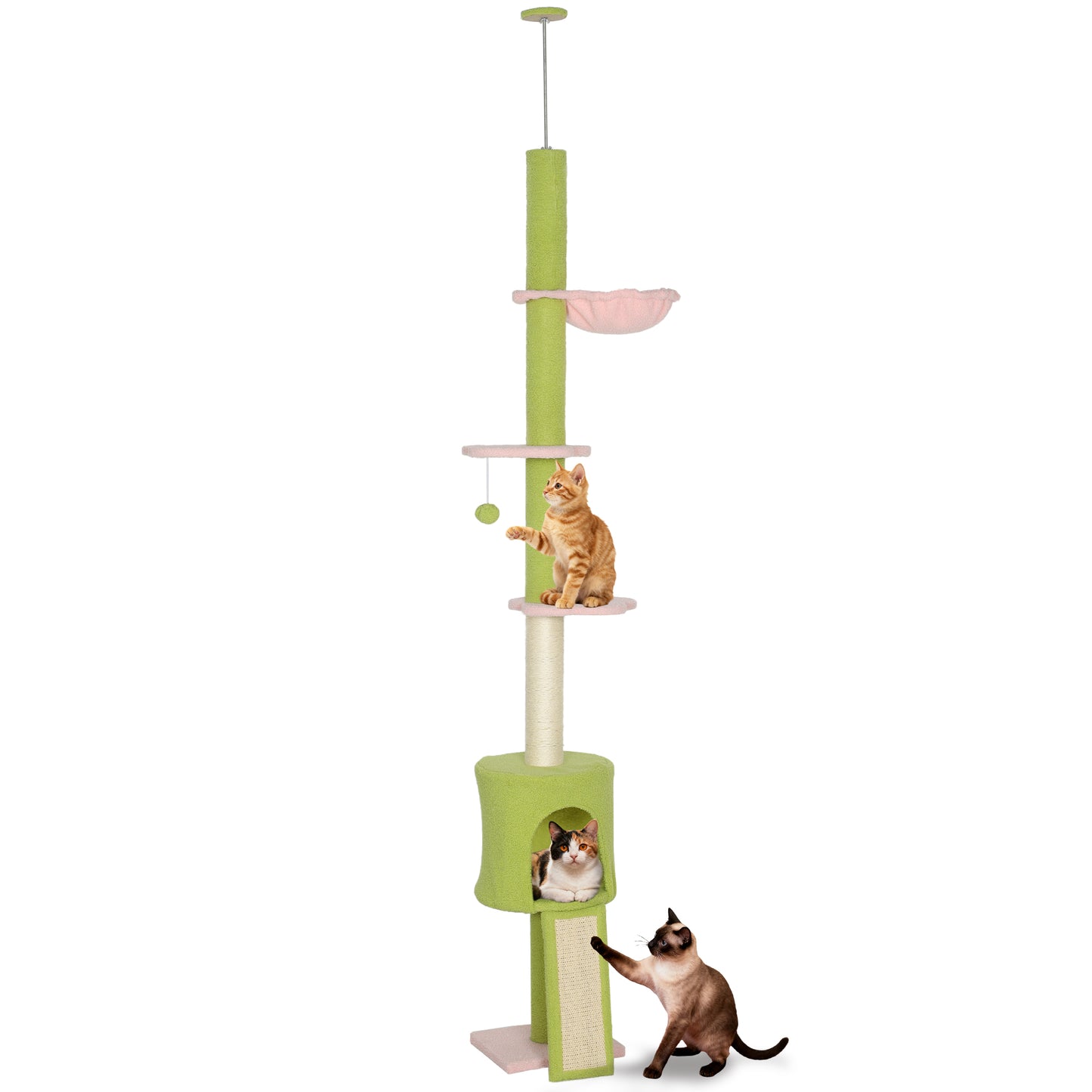Floor to Ceiling Cat Tree Adjustable Height 220-240 cm Cat Tower