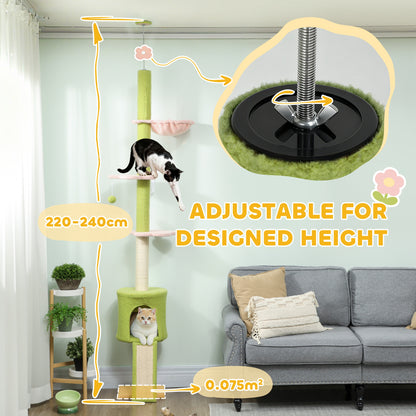 Floor to Ceiling Cat Tree Adjustable Height 220-240 cm Cat Tower