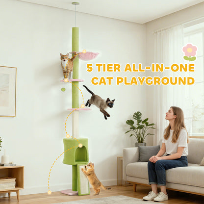 Floor to Ceiling Cat Tree Adjustable Height 220-240 cm Cat Tower