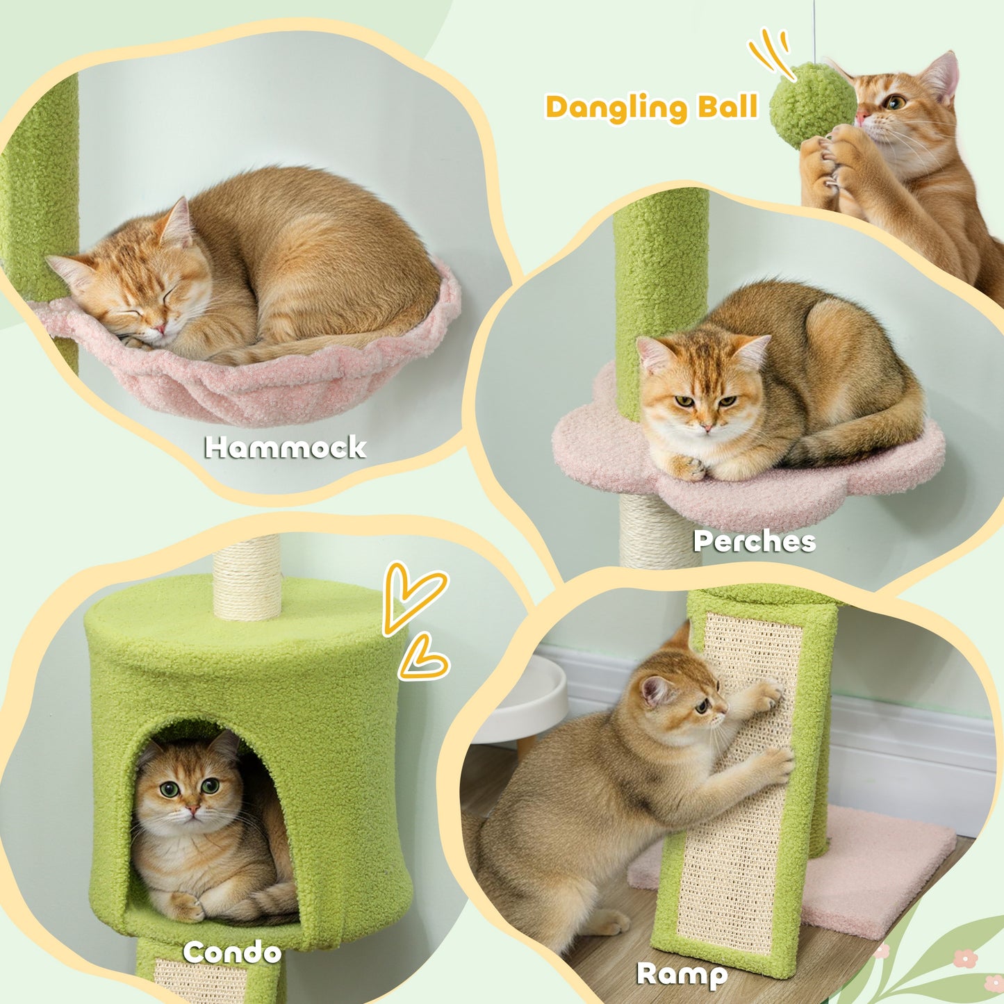 Floor to Ceiling Cat Tree Adjustable Height 220-240 cm Cat Tower