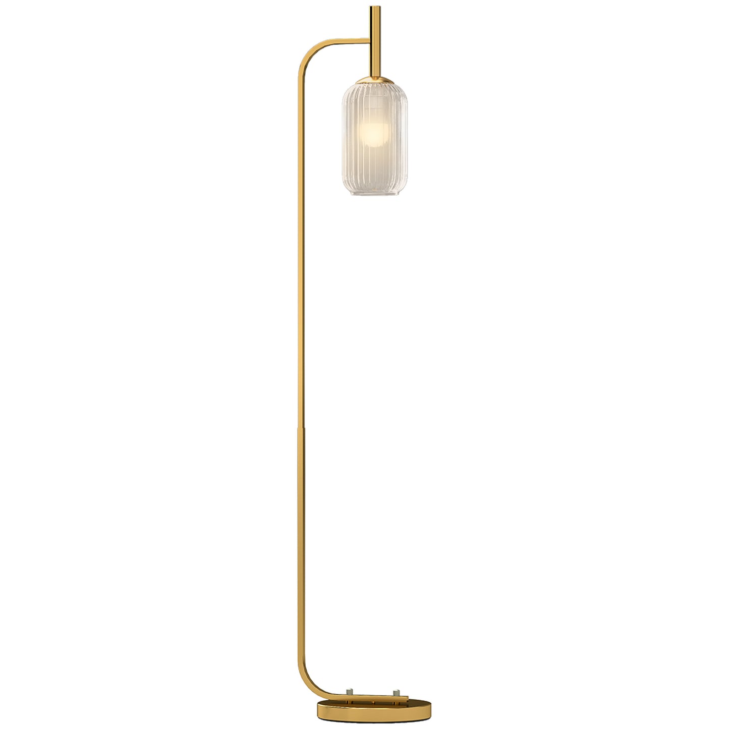 Modern Floor Lamp with Glass Lampshade, Foot Switch for Living Room
