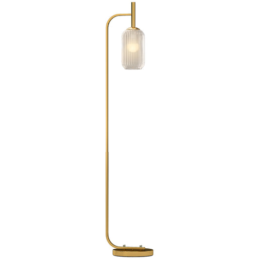 Modern Floor Lamp with Glass Lampshade, Foot Switch for Living Room
