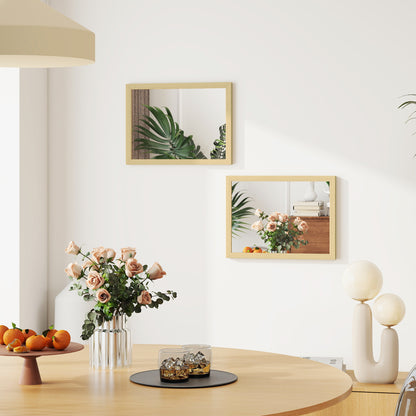 30 x 40 cm Wall Bathroom Mirror, Vanity Mirror, Set of 2, Natural