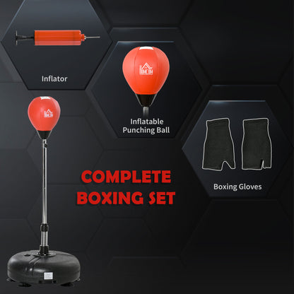 Punching Bag with Stand, Freestanding Boxing Bag Set, with Speedball, 133-151cm Adjustable Height, for Teens, Red/Black