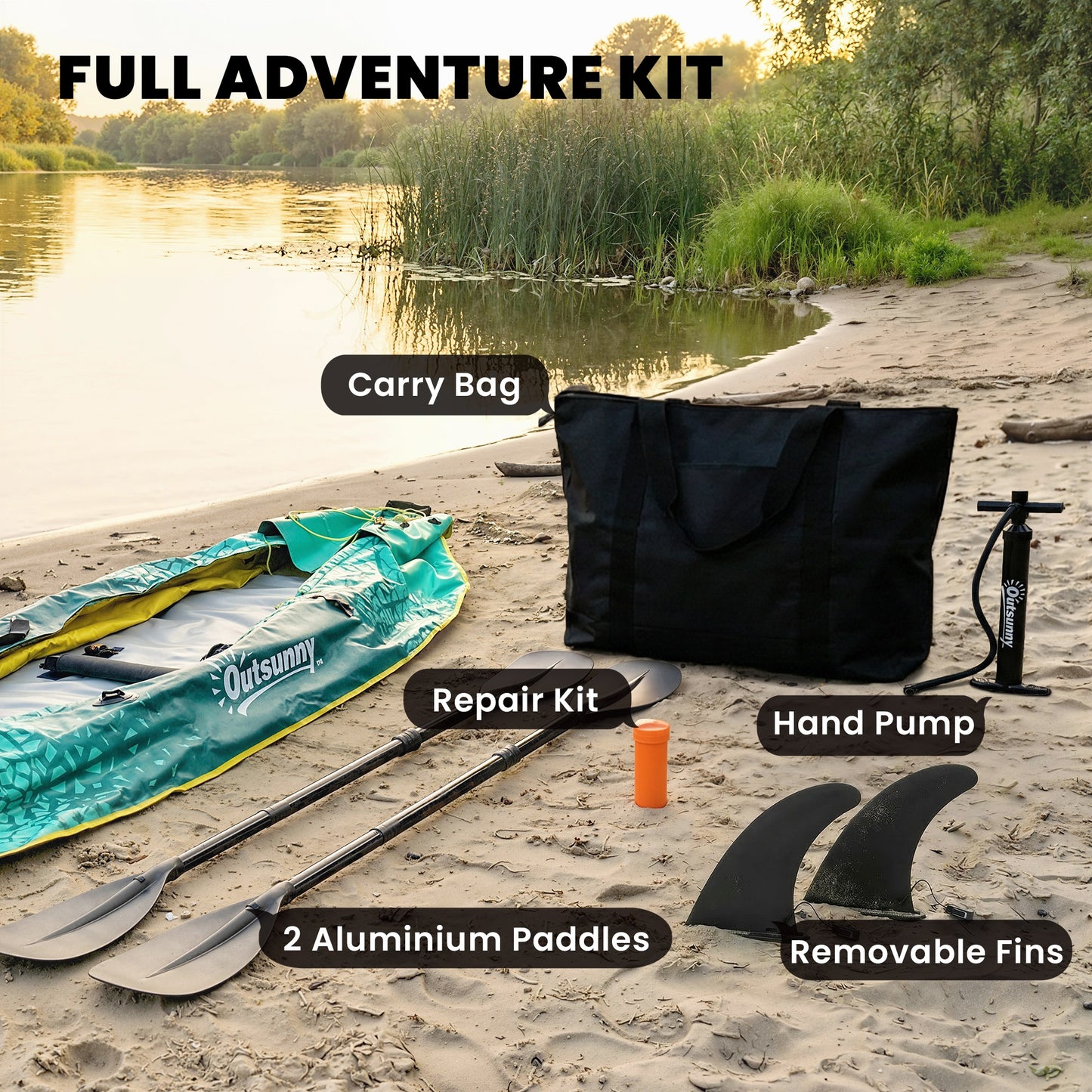 2.5' Inflatable Kayak 2-person Sit on Canoe with Paddles Blue