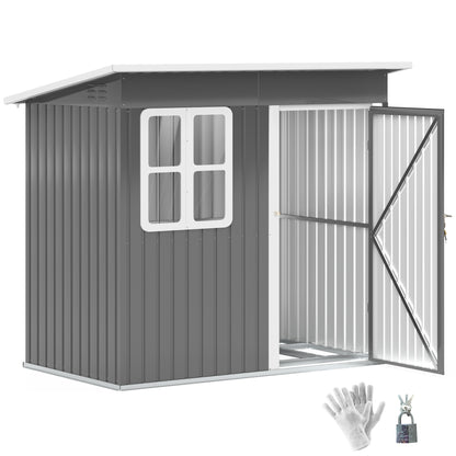 7 x 4ft Galvanised Steel Garden Shed with Foundation Kit, Grey