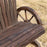 2 Seater Garden Bench Comfortable Fir Logs Love Chair with Wheel-Shaped Armrests, Outdoor Adirondack Wooden Loveseats, Carbonized colour