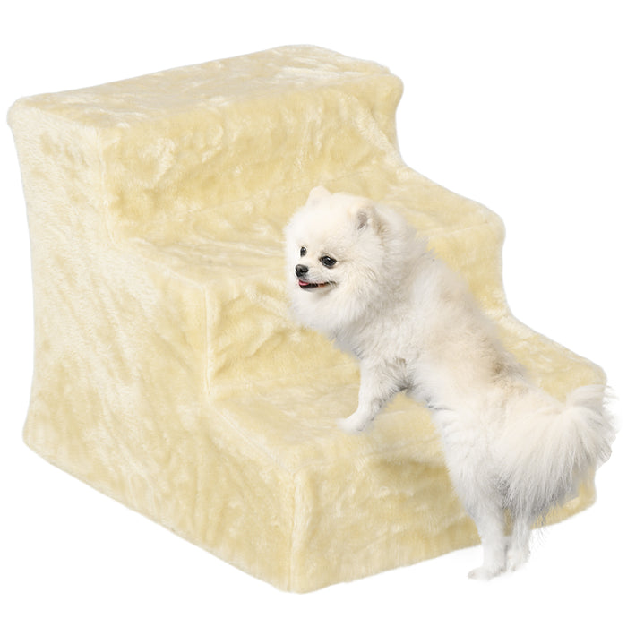 Three-Step Portable Dog Stairs with Washable Plush Cover