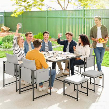8 Seater Garden Dining Set, Cube Garden Furniture with Cushions
