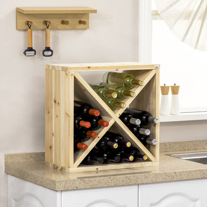 24 BottleWine Rack, X-cube Wine Holder for Kitchen, Natural
