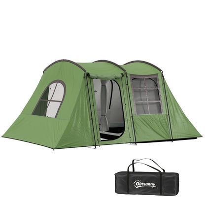 3-4 Man Tunnel Tent with Sewn in Floor, 3000mm Waterproof, Green