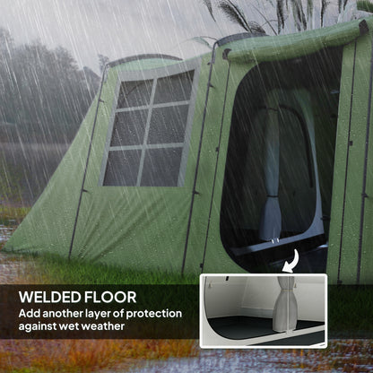 3-4 Man Tunnel Tent with Sewn in Floor, 3000mm Waterproof, Green