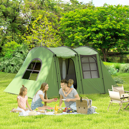 3-4 Man Tunnel Tent with Sewn in Floor, 3000mm Waterproof, Green