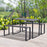 3Pcs Outdoor Dining Set Metal Beer Table Bench Patio Garden Yard Black