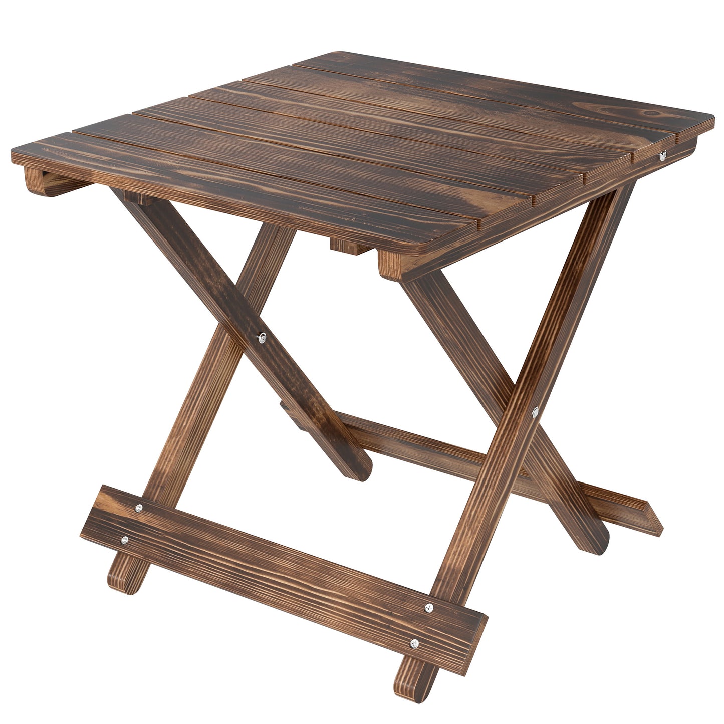 Wooden Folding Garden Table, Folding Side Table, Carbonised Finish