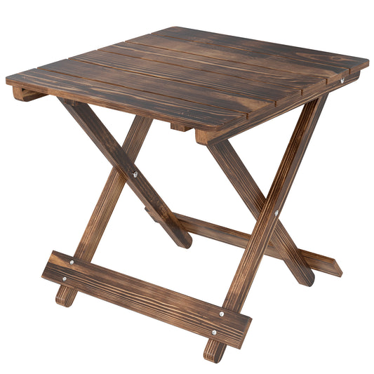 Wooden Folding Garden Table, Folding Side Table, Carbonised Finish