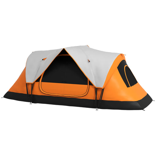 Camping Tent for 6-8 Man with 2000mm Waterproof Rainfly and Carry Bag for Fishing Hiking Festival, Orange