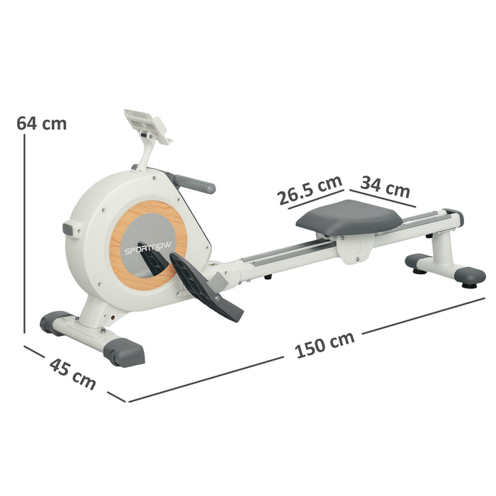 16-Level Magnetic Rowing Machine w/ LCD Monitor, White