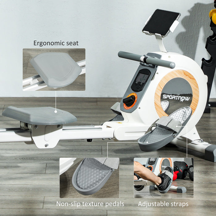 16-Level Magnetic Rowing Machine w/ LCD Monitor, White