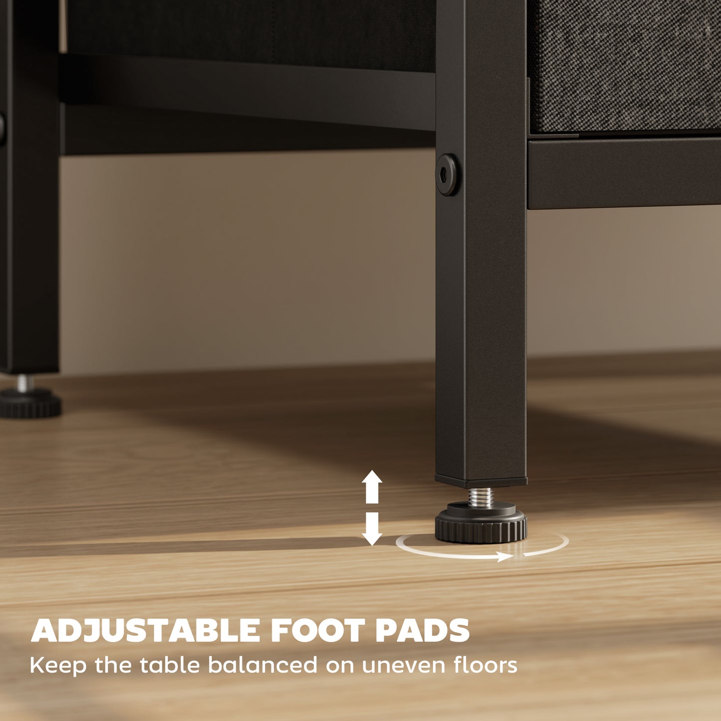 Slim Side Table with Charging Station, Bedside Table, Black