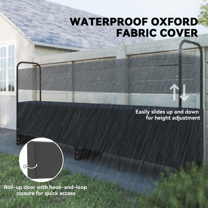 8.5ft Firewood Rack, Log Storage Holder with Waterproof Cover