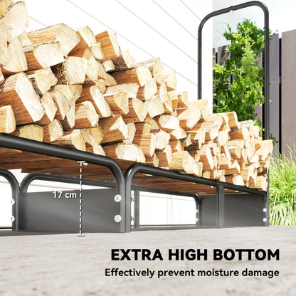 8.5ft Firewood Rack, Log Storage Holder with Waterproof Cover