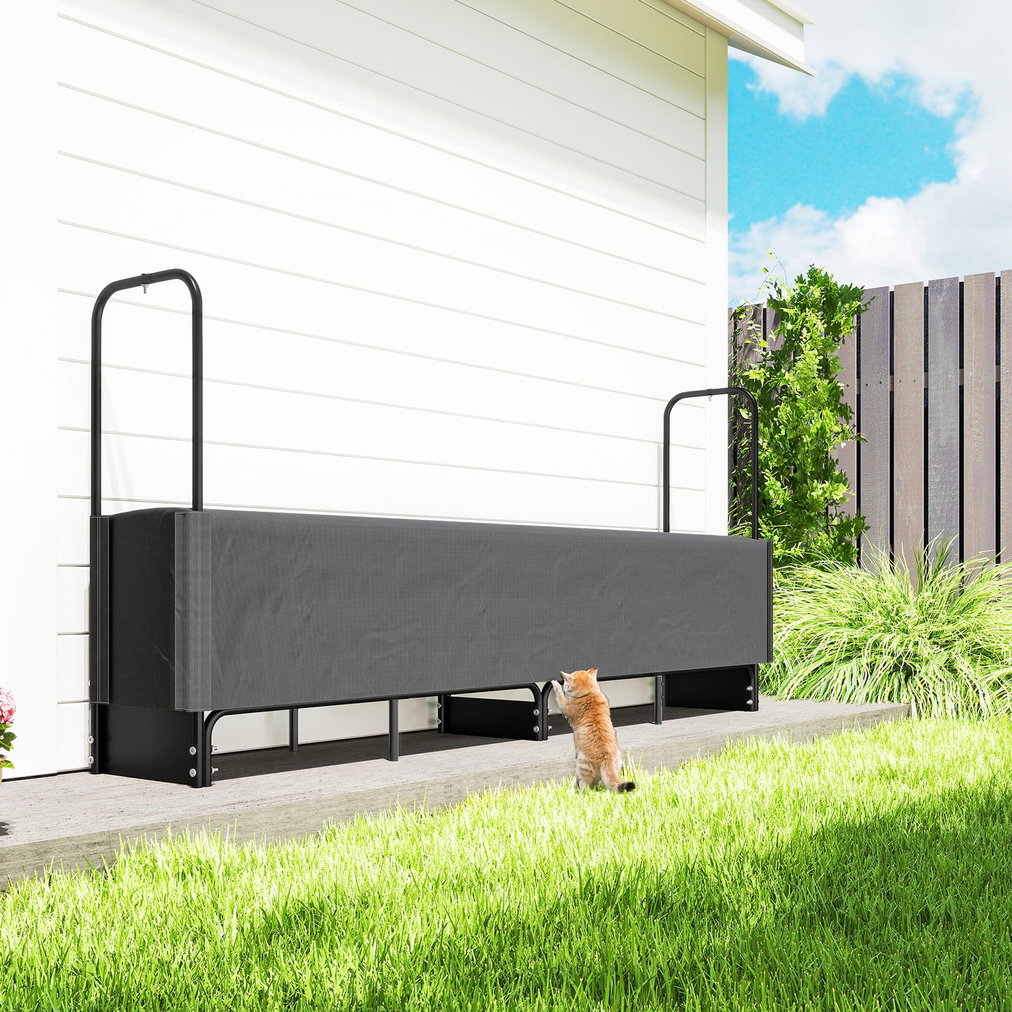 8.5ft Firewood Rack, Log Storage Holder with Waterproof Cover