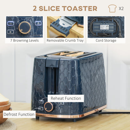 Kettle and Toaster Set 1.7L Fast Boil Kettle & 2 Slice Toaster Set Blue