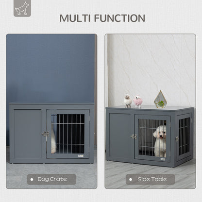 Furniture-Style Dog Crate w/ Two Lockable Doors, for Small & Medium Dogs