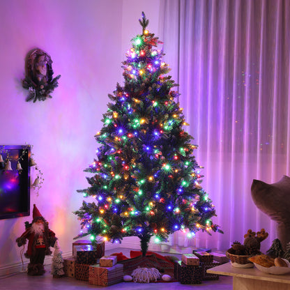 7 Ft Artificial LED Christmas Tree with Metal Base, Hinged Branches